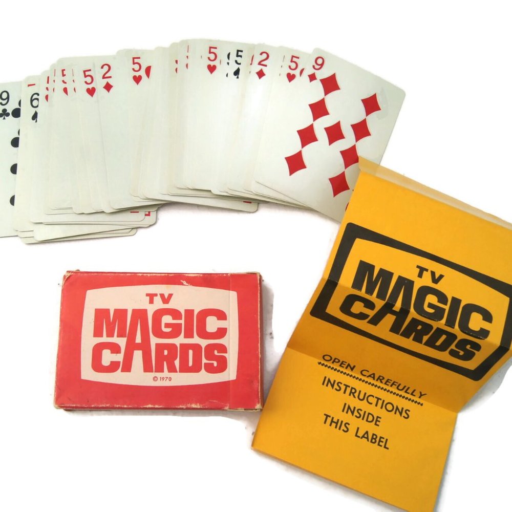 Vintage TV Magic Cards Linen Finish Bridge Size Fox Lake Illinois 1970